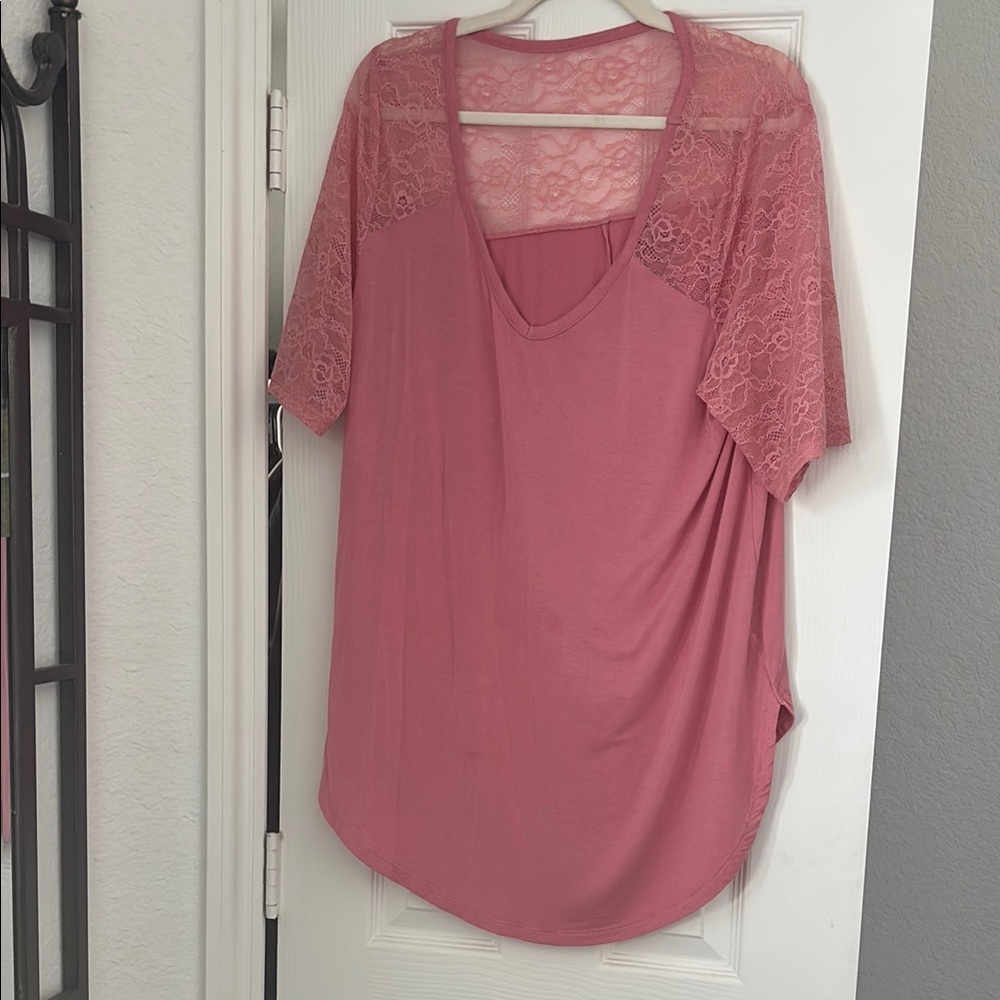 Torrid Pink Asymmetrical 3/4 Sleeve Blouse